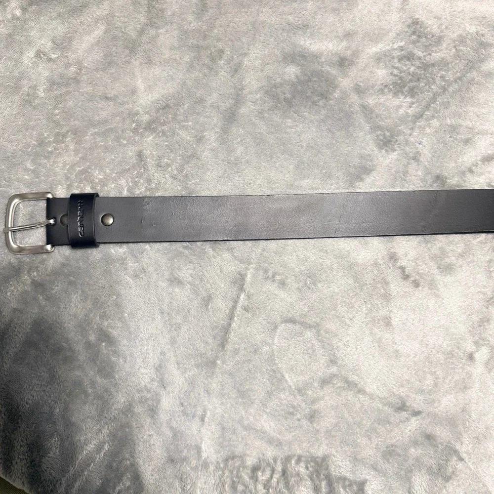 Carhartt Mens Size 42 Black Full Grain Leather Belt Silver Buckle Classic